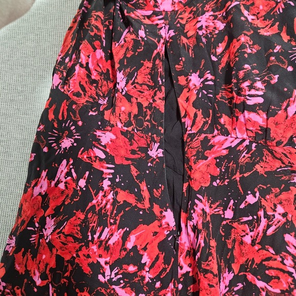 The Kooples Firework Print Midi Dress Black Red Pink V-Neck Size 1 FROB24151K - Picture 14 of 16